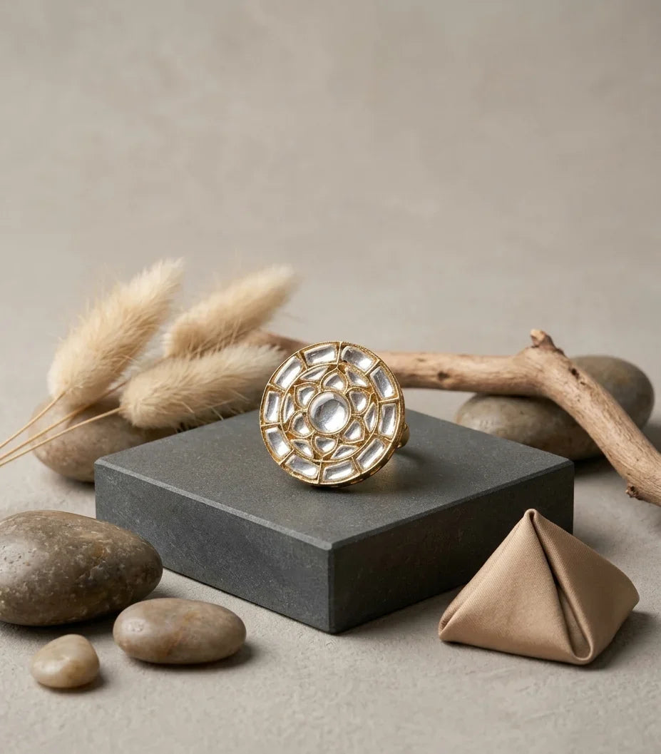 Premium Polki Ring – Gold
