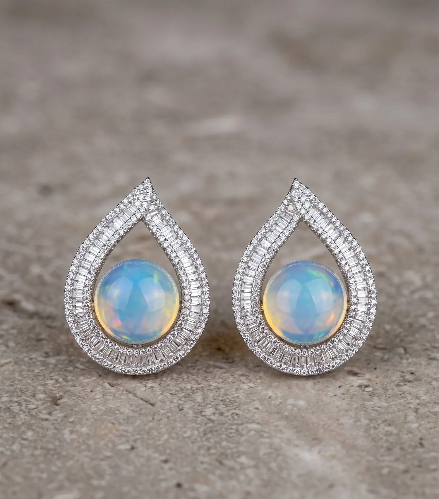 Korean Crystal Stud Earrings – Silver