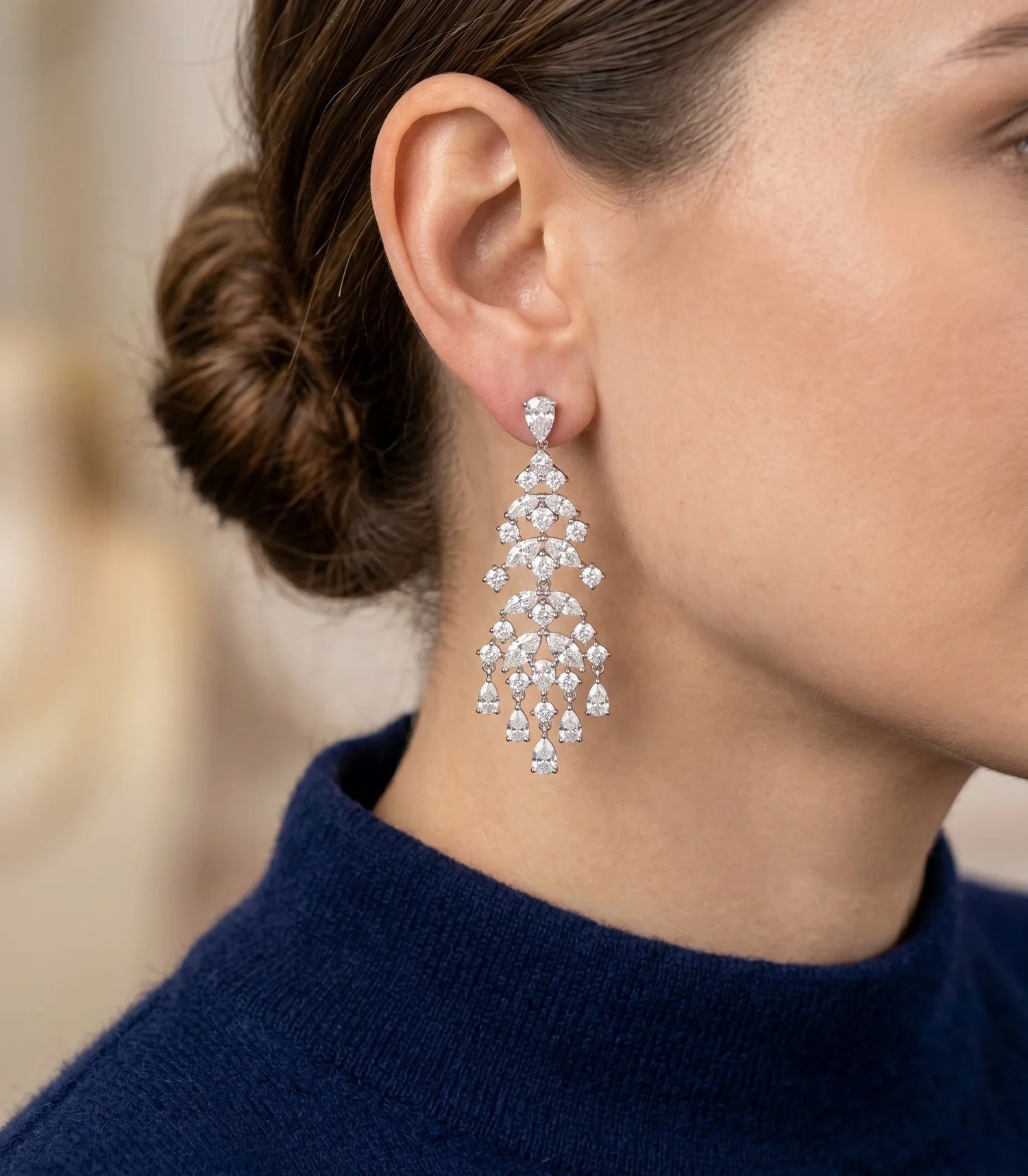 Sparkle Korean Crystal Dangler Earrings – Silver