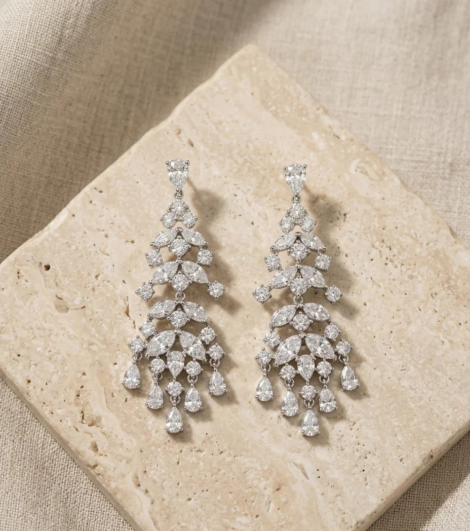 Sparkle Korean Crystal Dangler Earrings – Silver