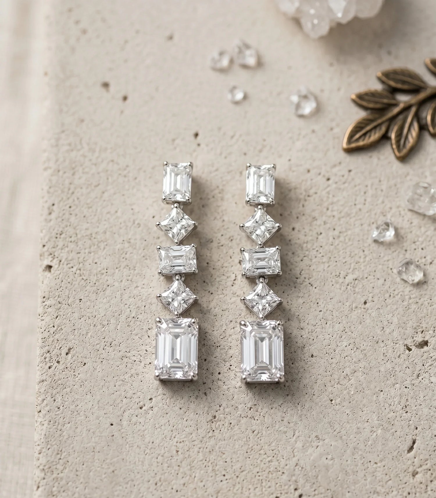 Chic Korean Crystal Dangler Earrings – Silver