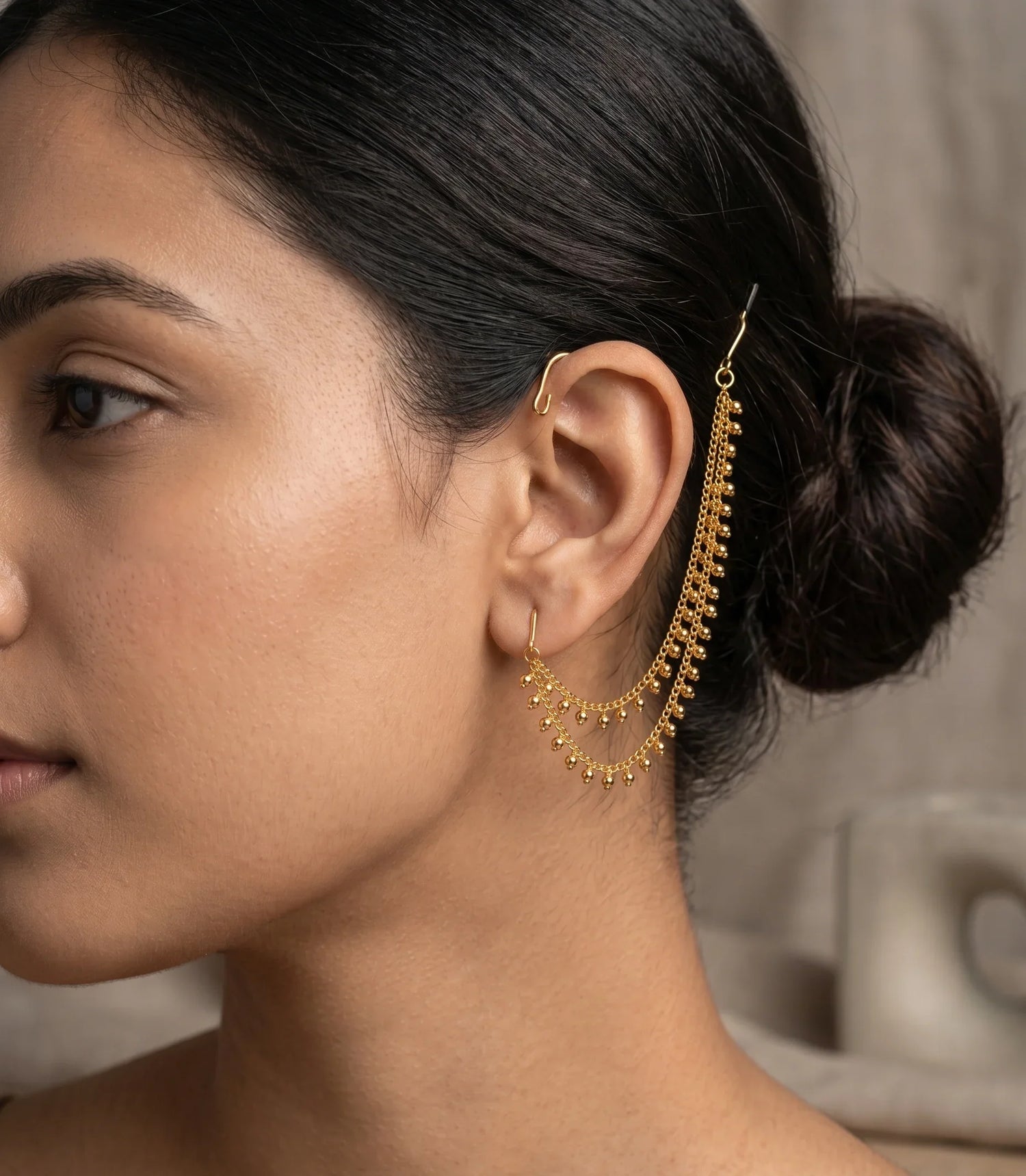 Plain Gold Grace Ear Chain - Gold