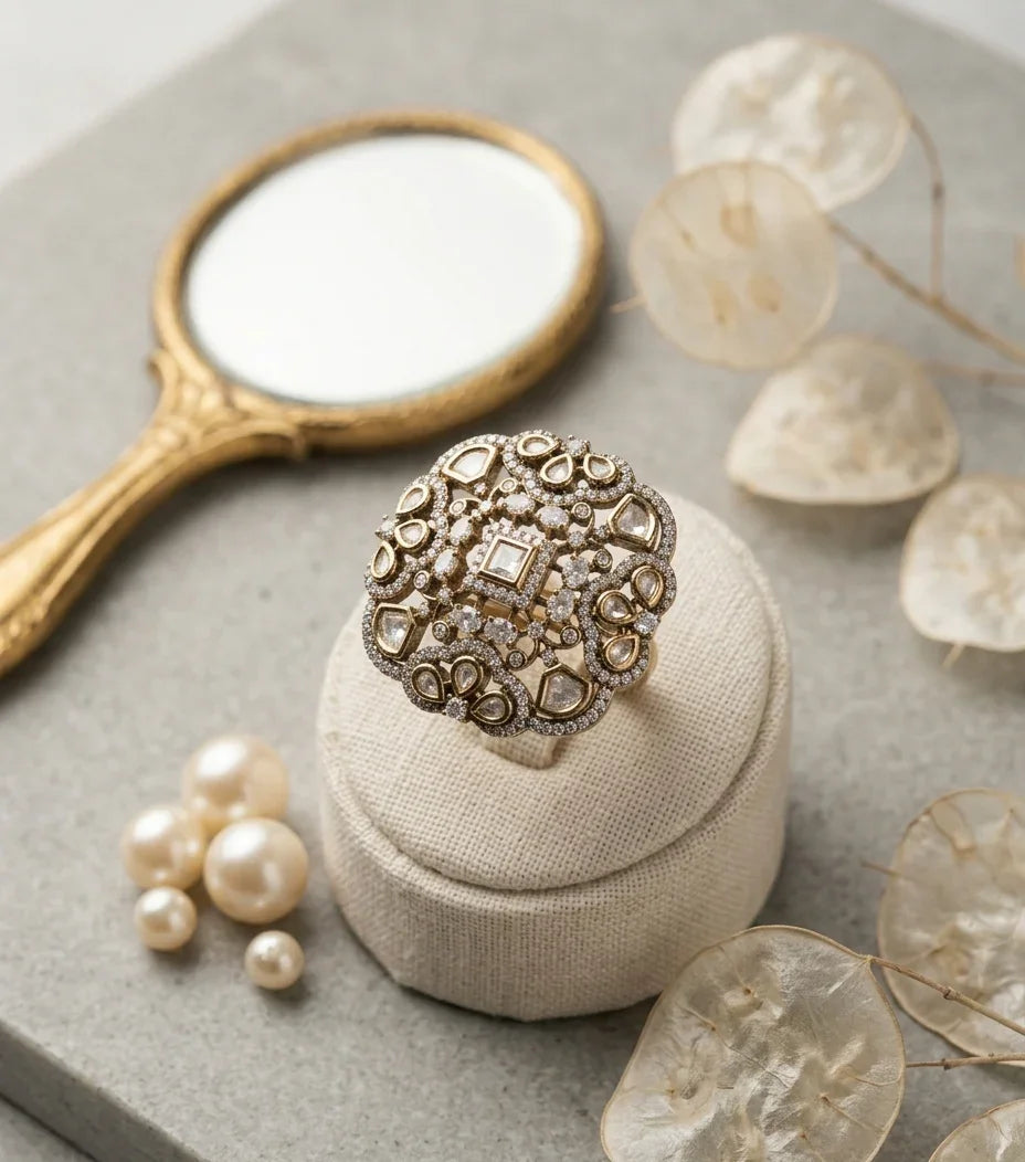 Antique Polki Statement Ring – Gold
