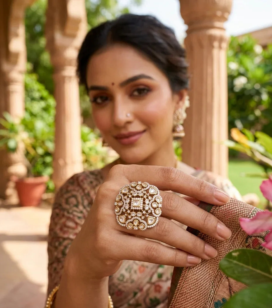 Antique Polki Statement Ring – Gold