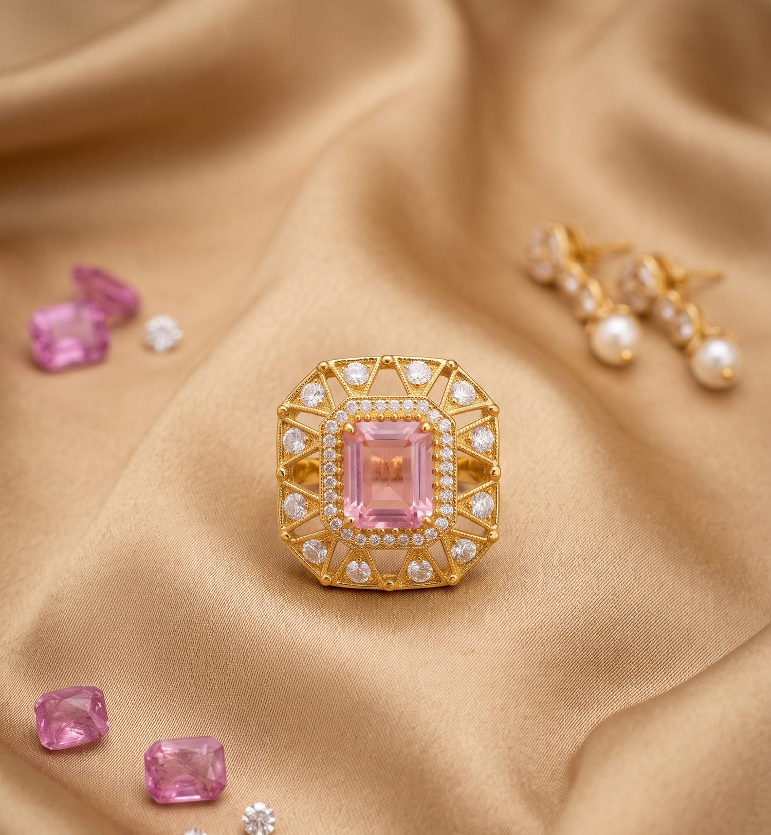 Polki Sparkle Ring - Gold
