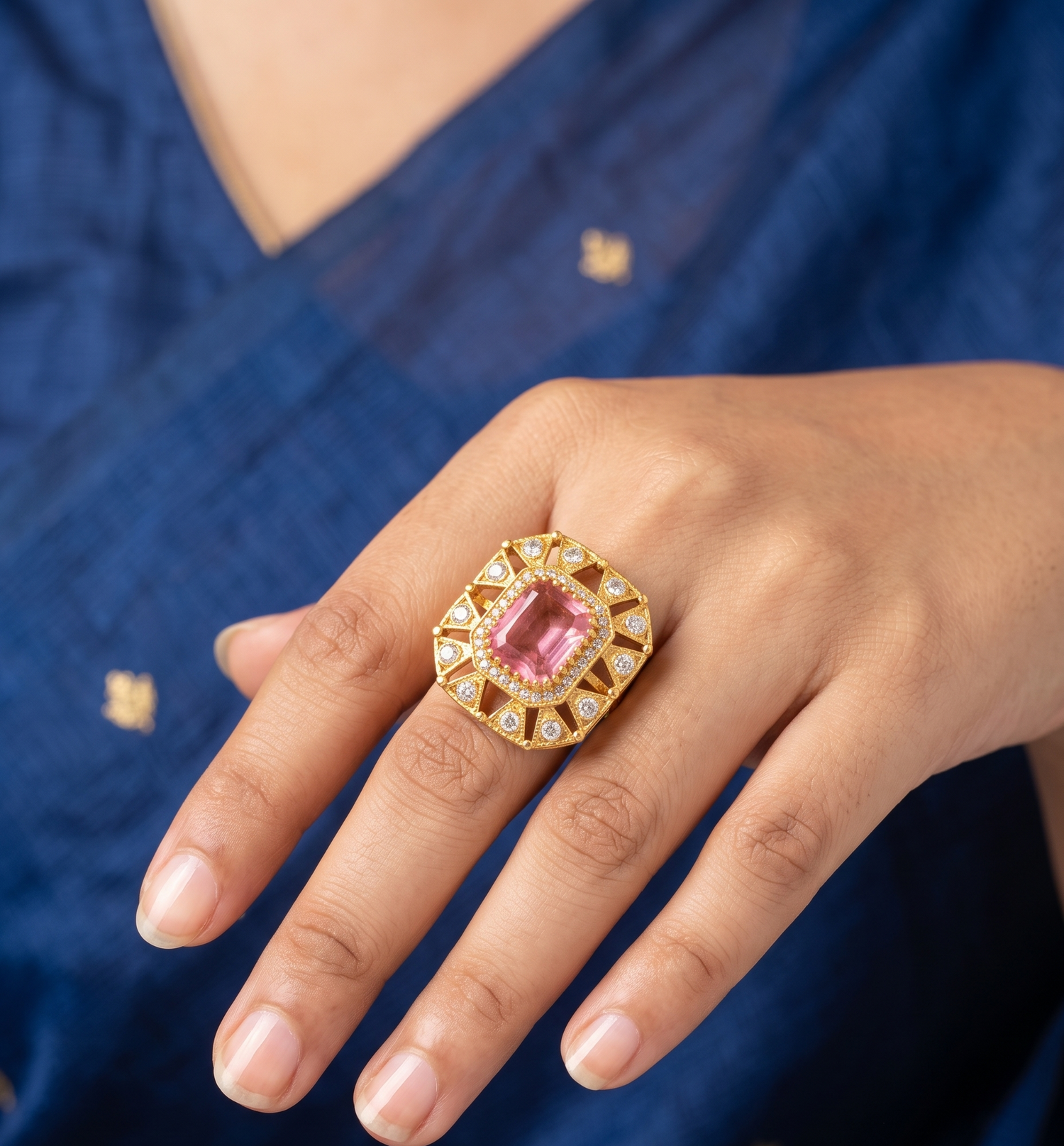 Polki Sparkle Ring - Gold
