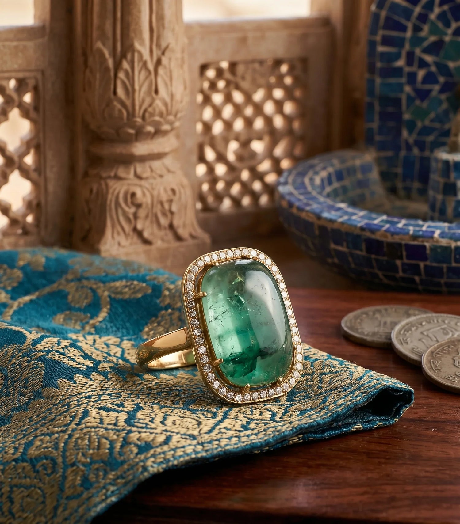 Chic IndoWestern Crystal Ring – Gold