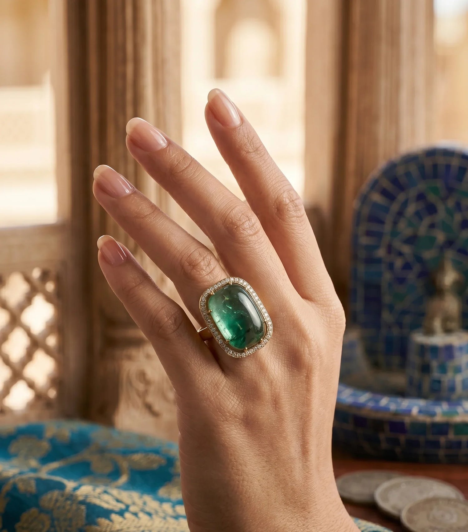 Chic IndoWestern Crystal Ring – Gold