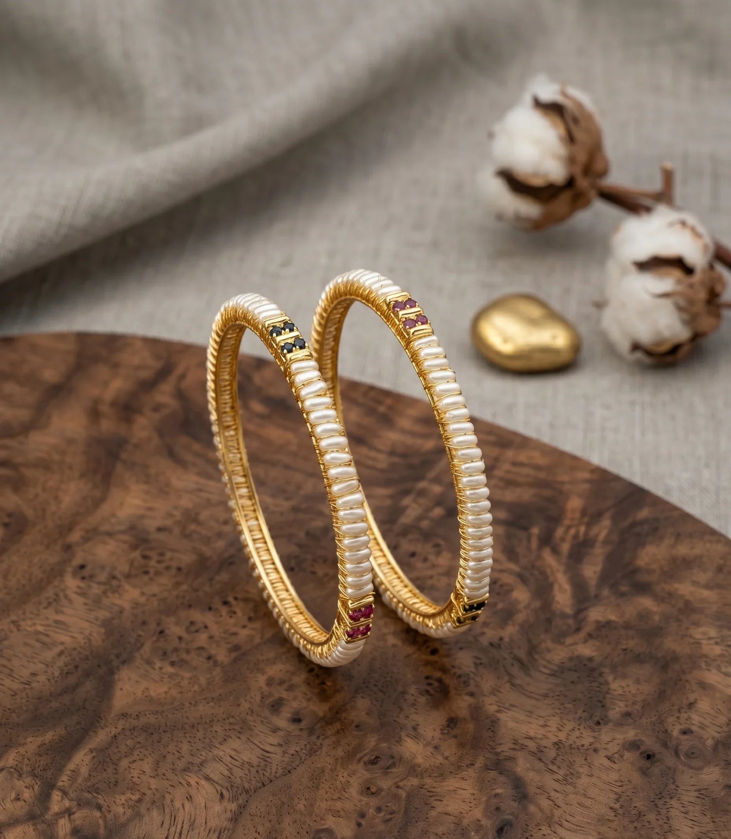 Moti Glow Bangle - Gold