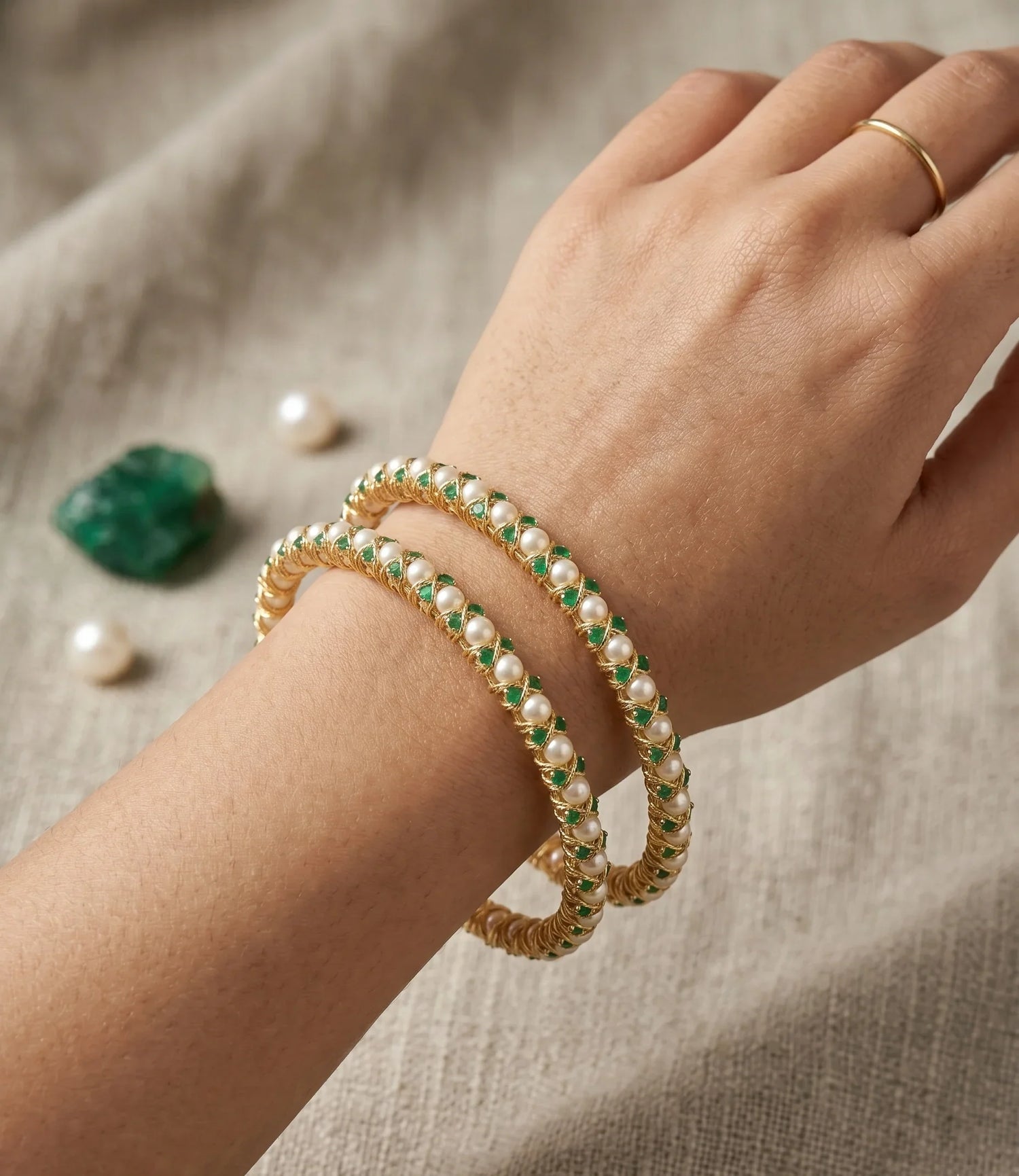 Moti Grace Bangle - Gold