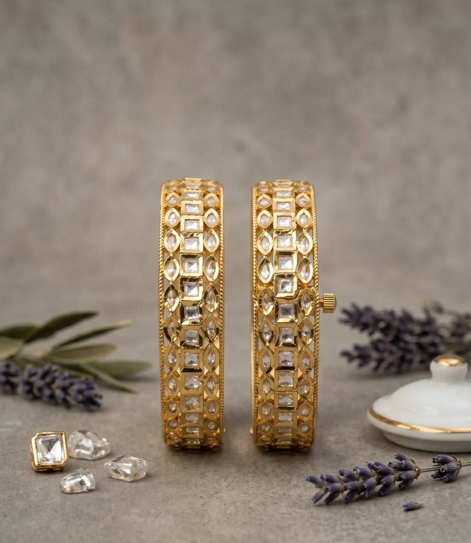 Polki Aura Bangle - Gold