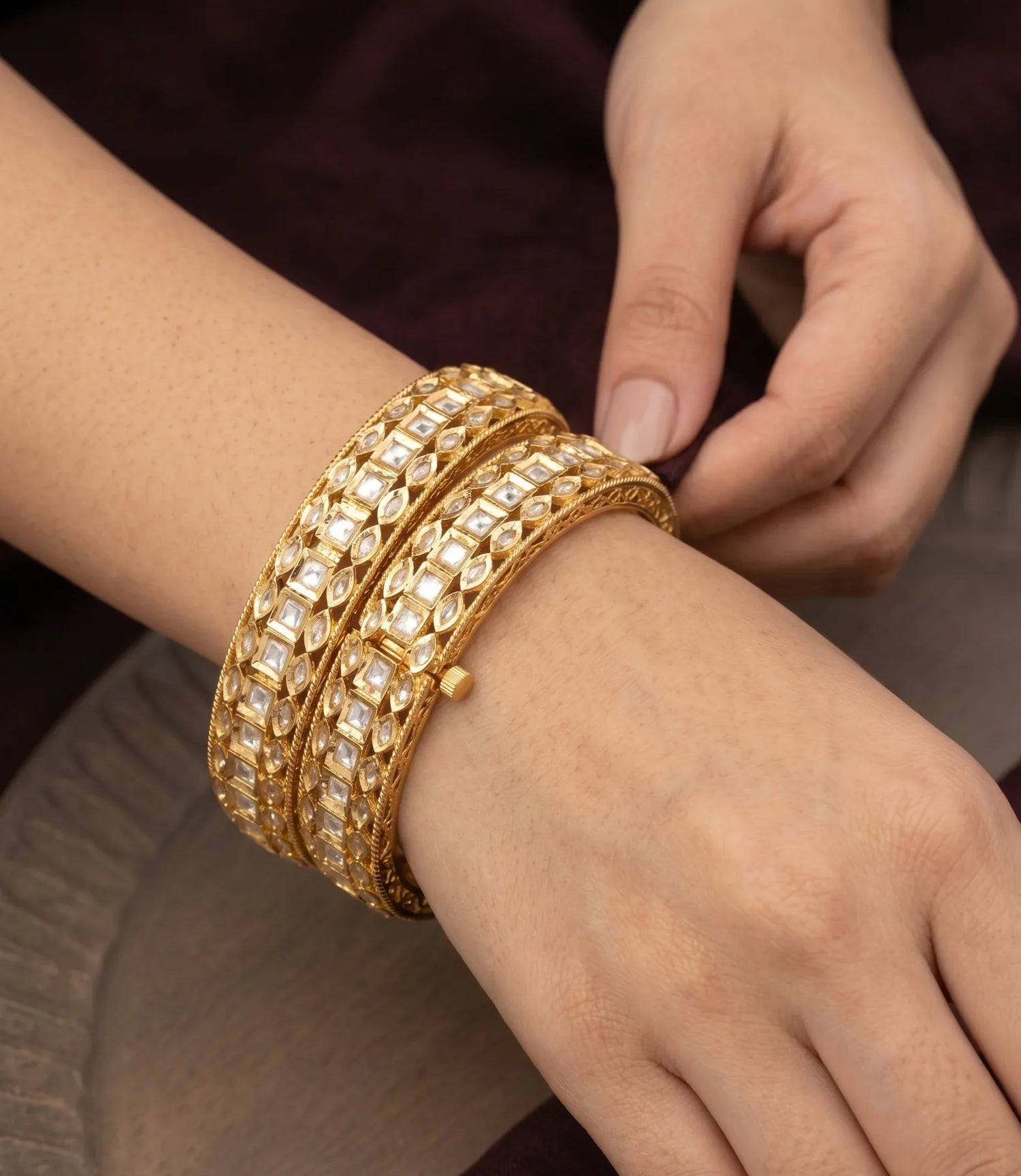 Polki Aura Bangle - Gold