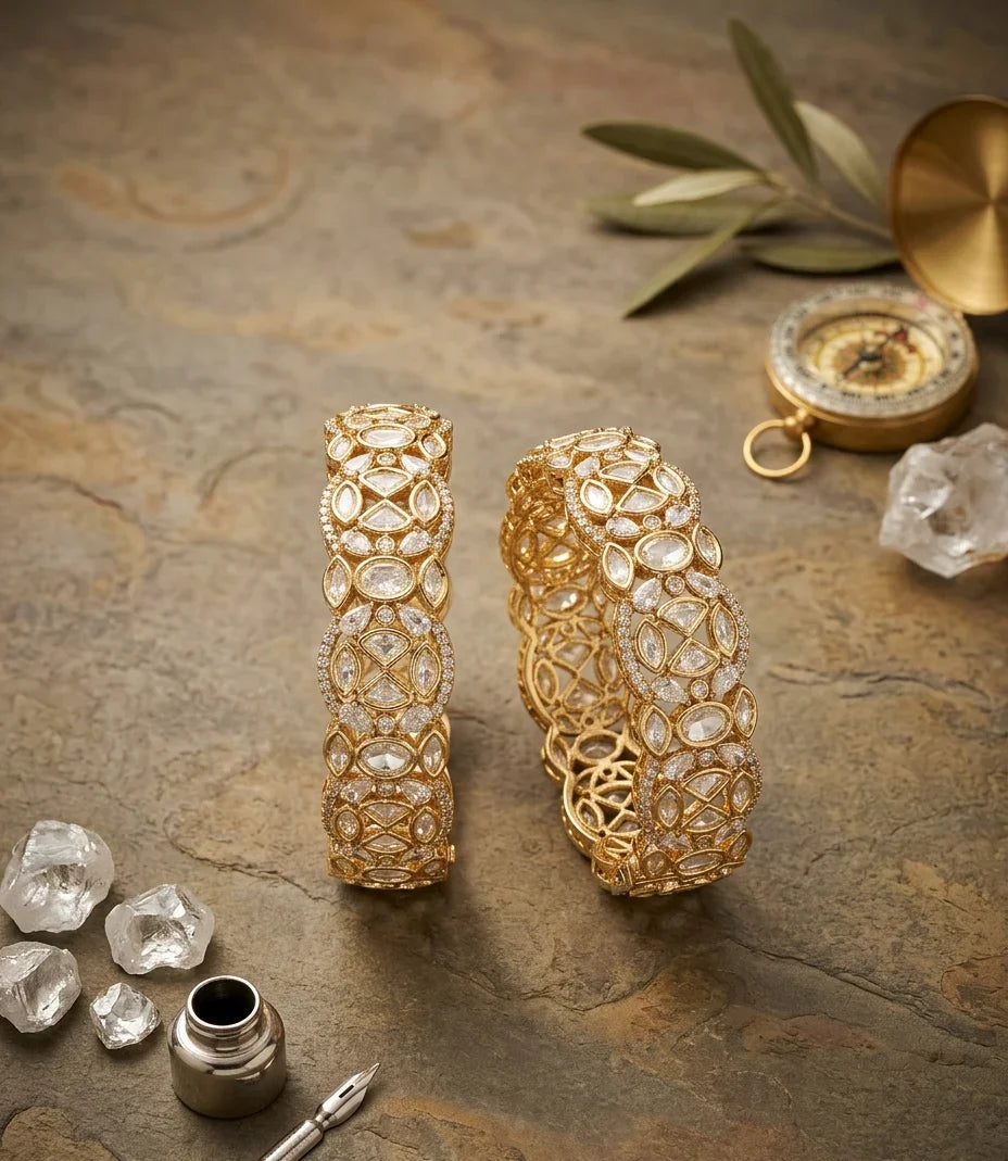 Polki Elegance Bangle - Gold