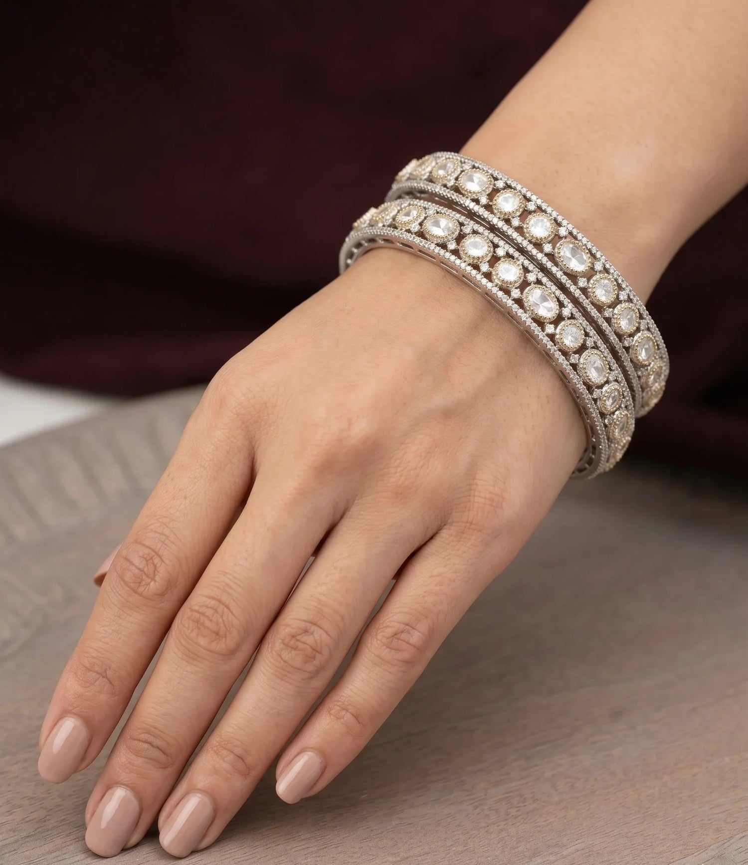 Polki Spark Bangle - Gold