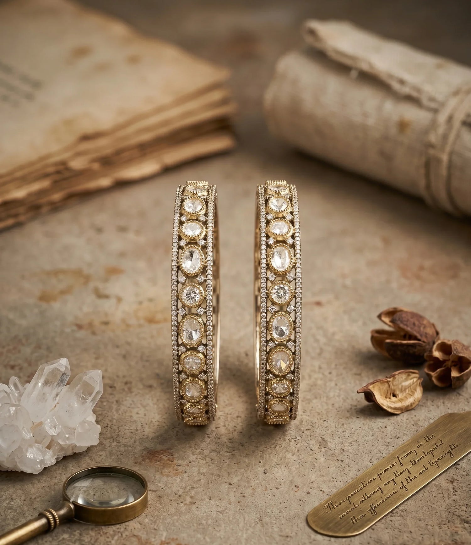 Polki Spark Bangle - Gold