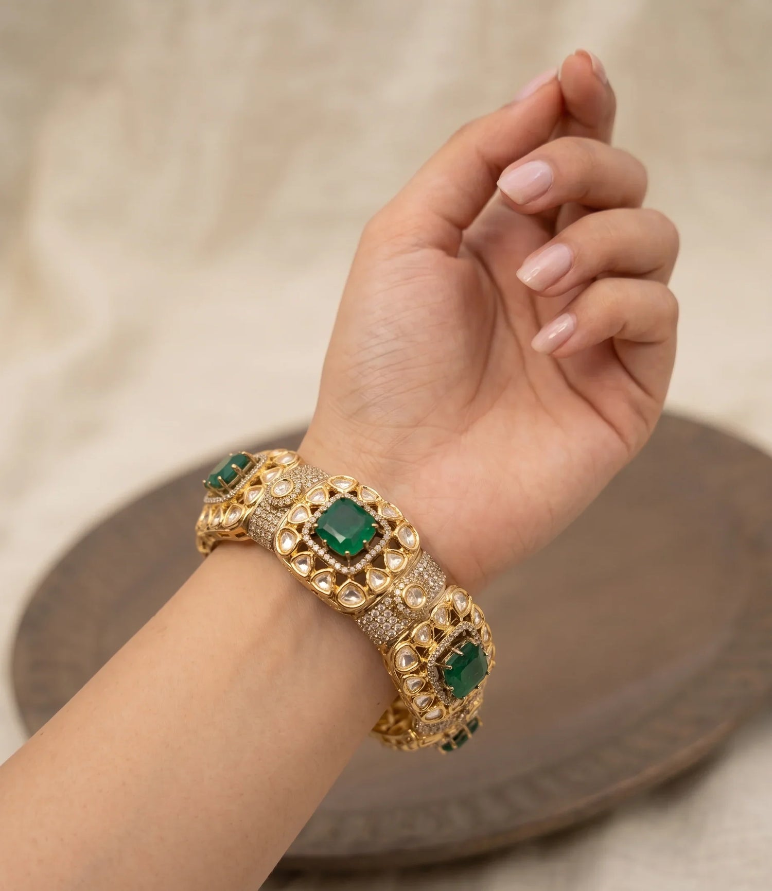 Polki Luxe Bangle - Gold