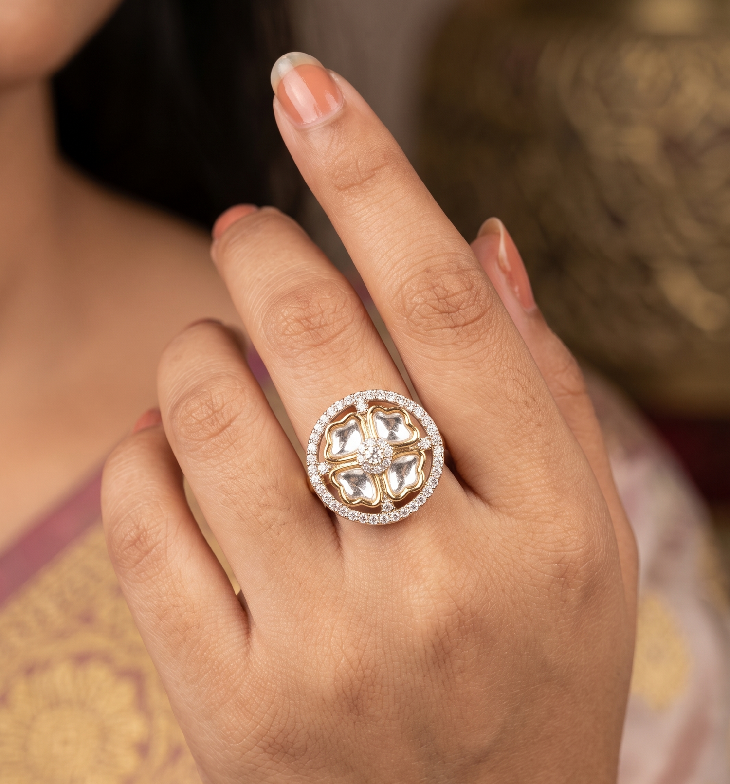 Polki Shine Ring - Gold