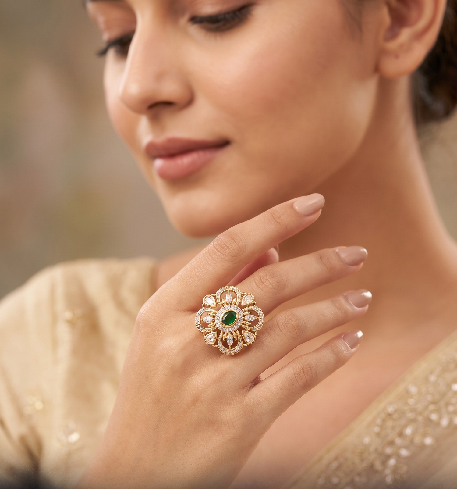 Polki Radiance Ring - Gold