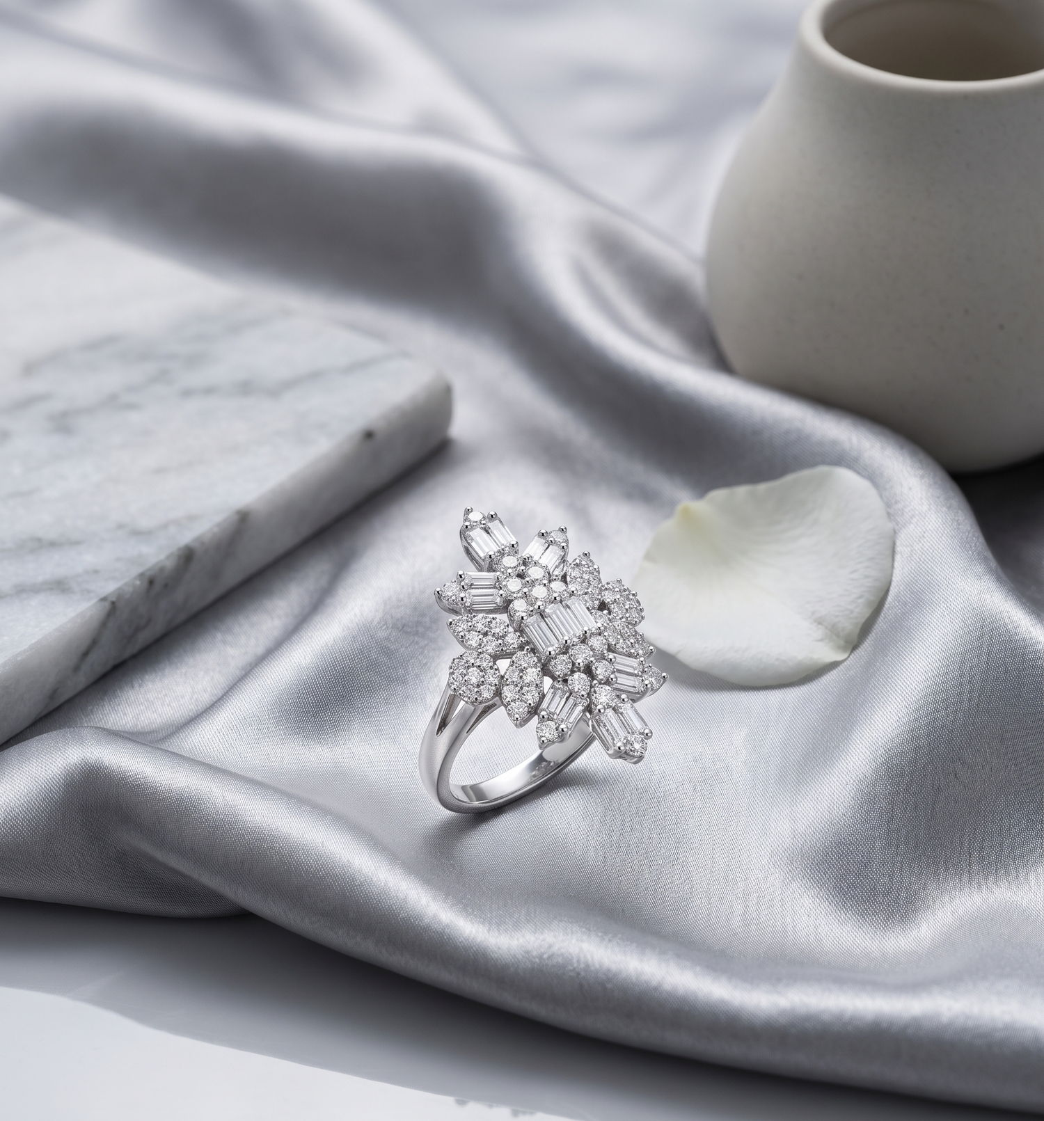 Diamond Bloom Ring - Silver