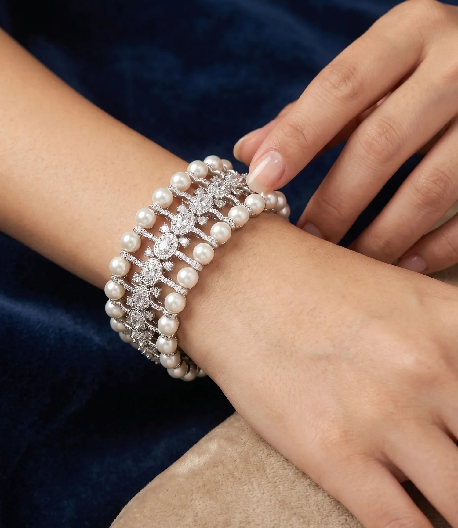 CZ Pearl Elegance Bracelet - Gold