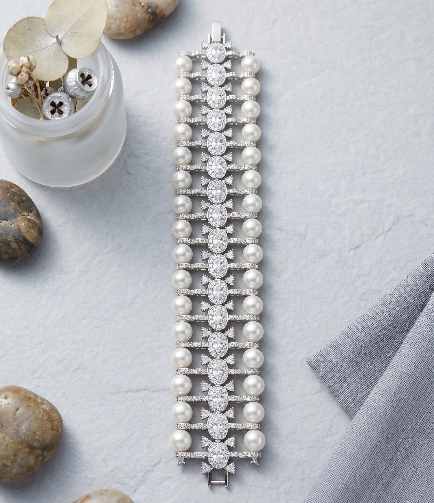 CZ Pearl Elegance Bracelet - Gold
