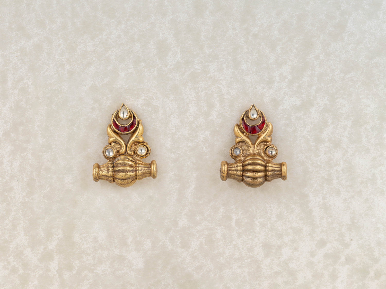 Indo-Western Gold Toned  Silver Studs Earring