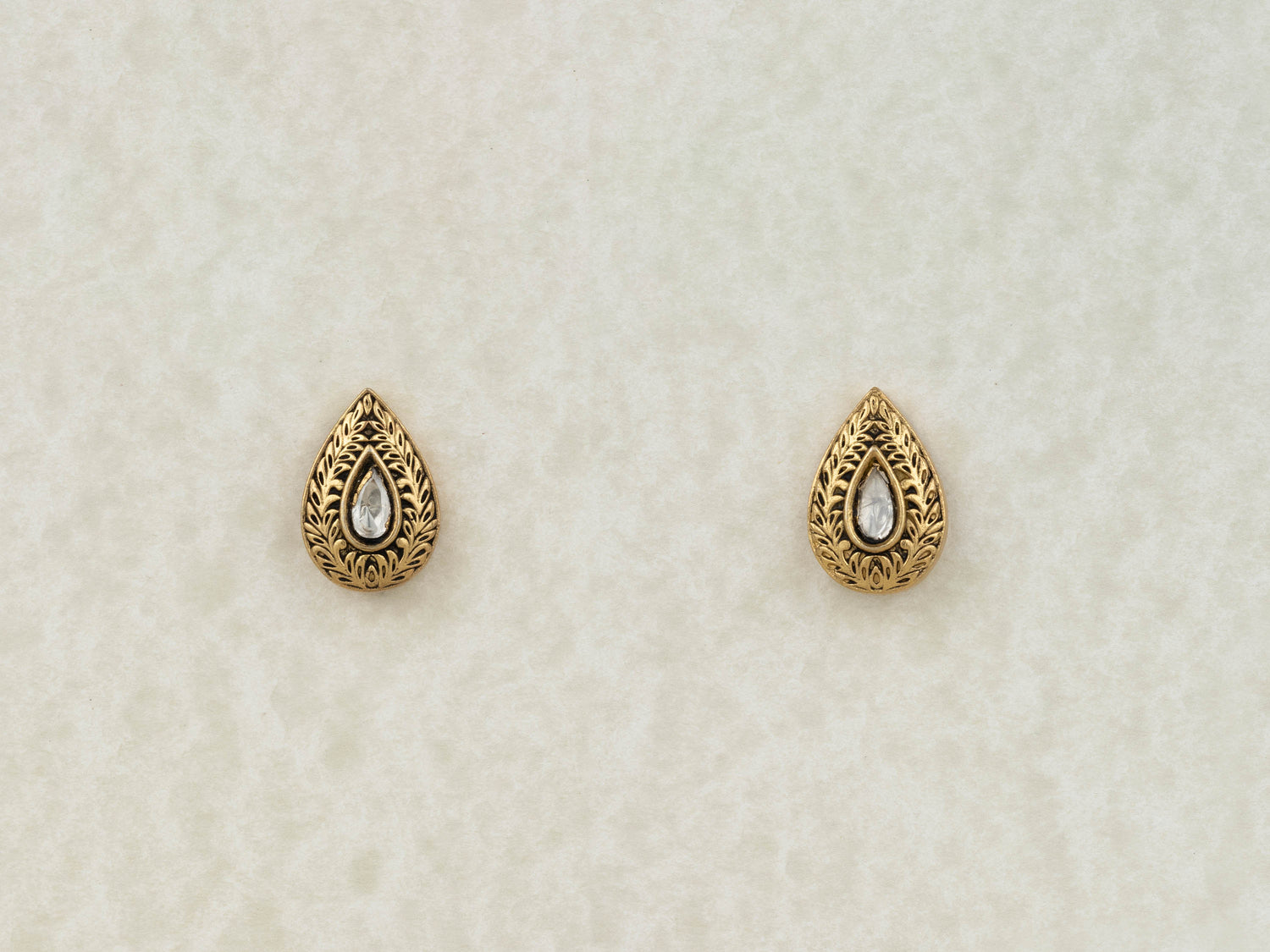 Dew Drops, Contemporary Gold Toned Silver Studs