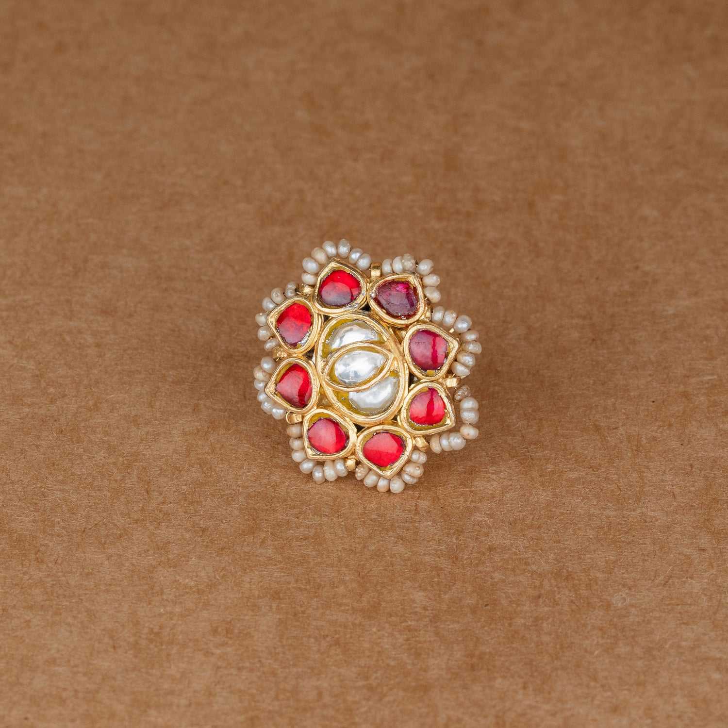 Royal Red flower Silver RING