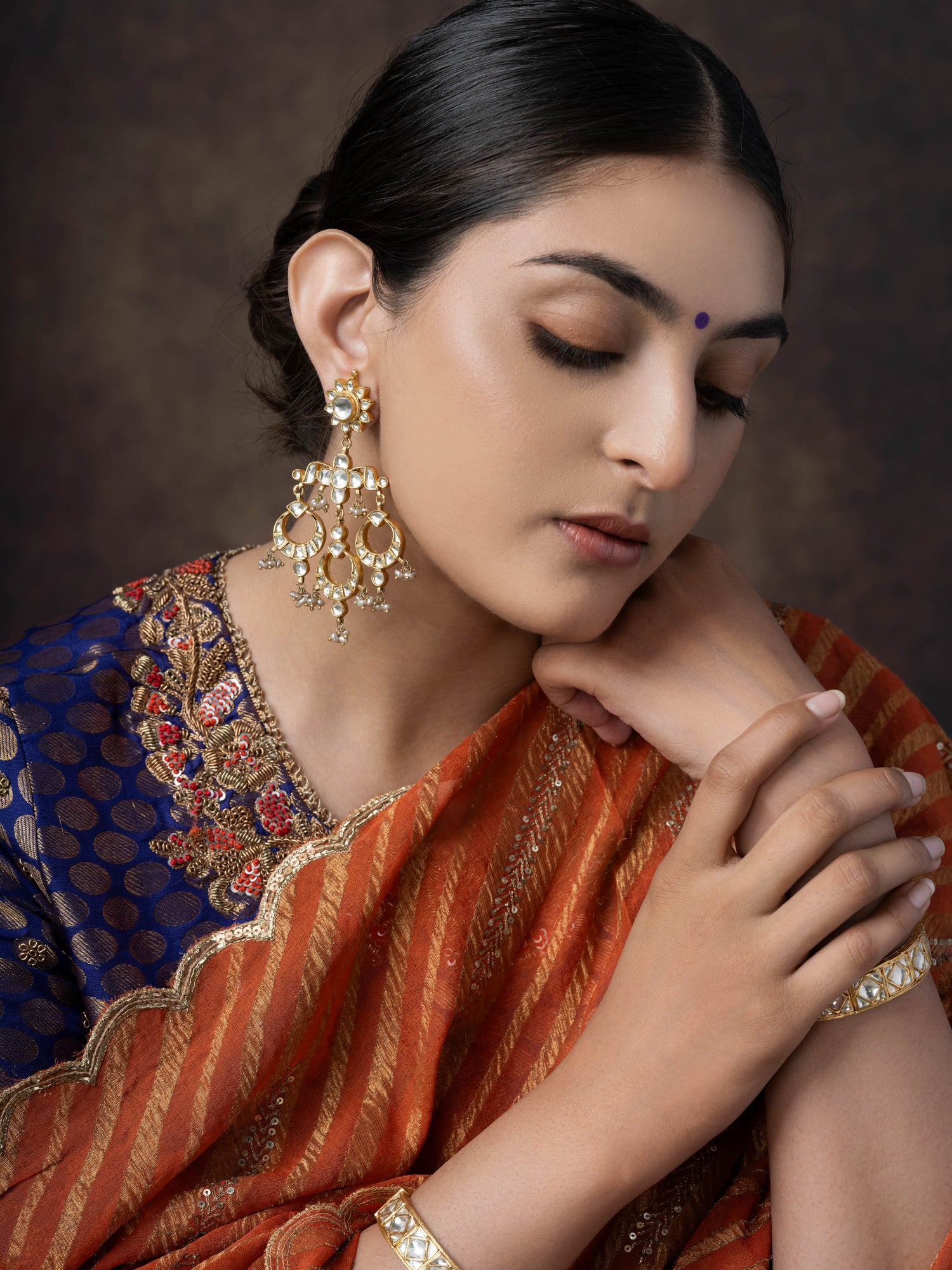 Moonlight, Stunning Kundan Silver Danglers