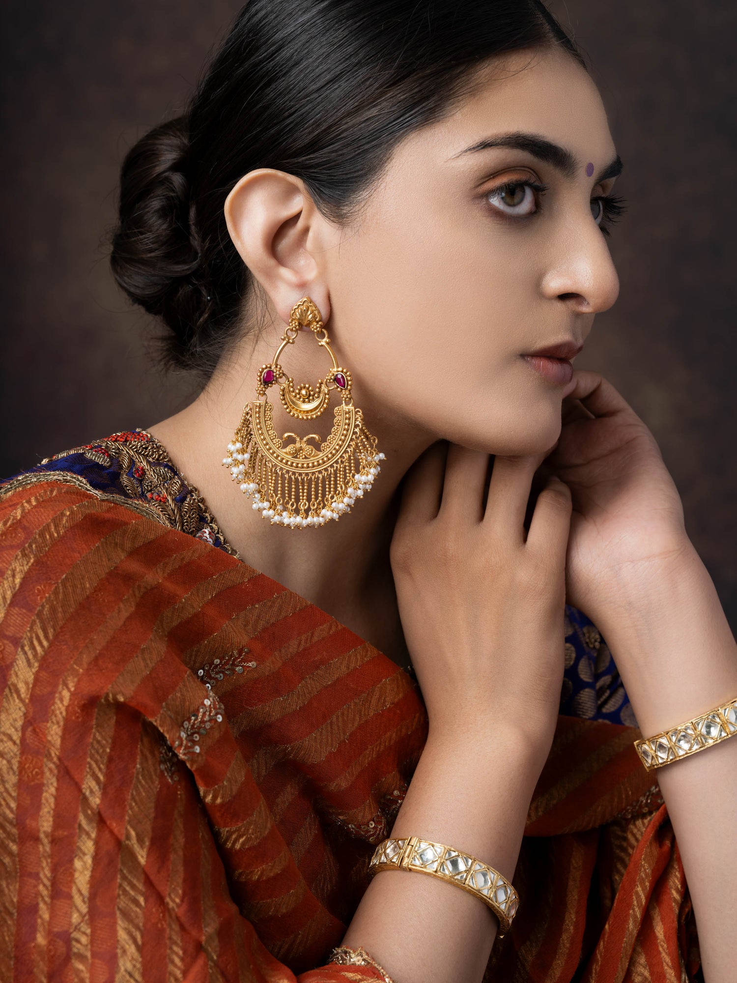 Marigold, Chic & Charming Silver CHANDBALI