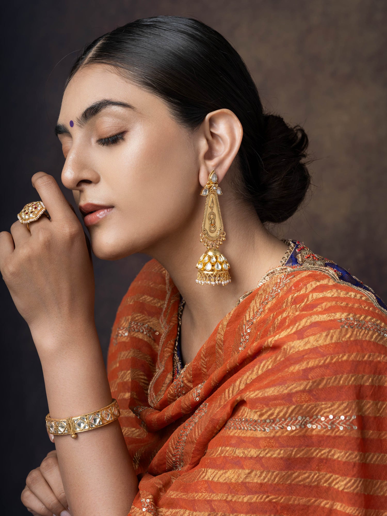 Bold & Beautiful gold Toned Silver Jhumkha