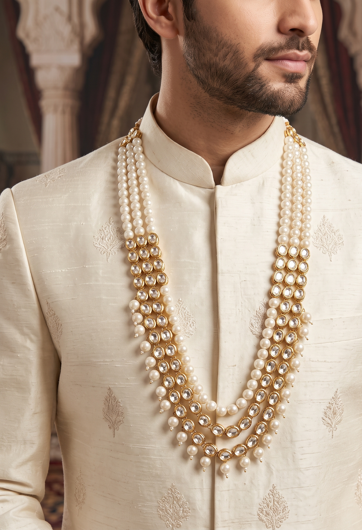 Polki Elegance Groom Mala - Gold