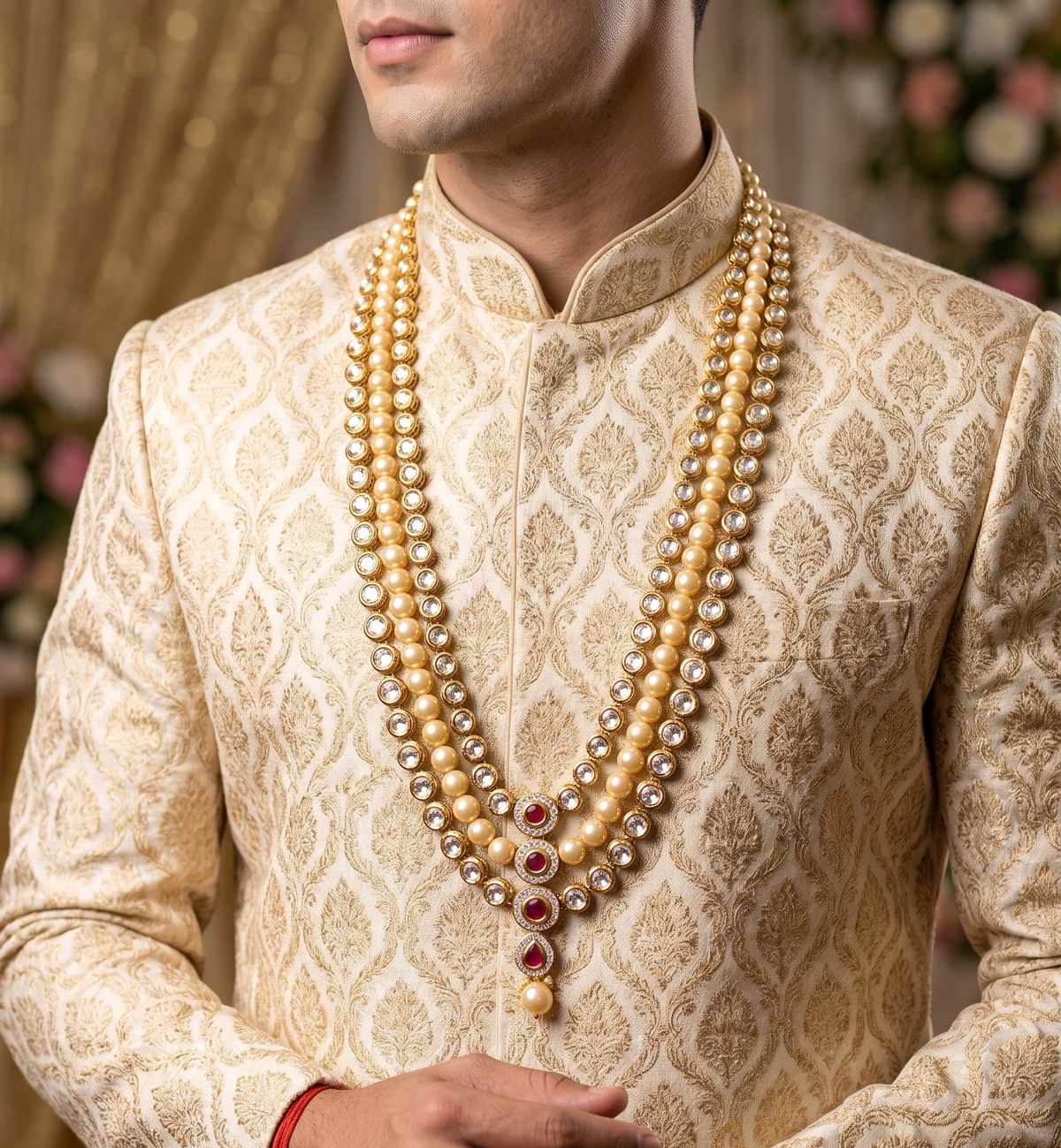 Kundan Regal Groom Mala - Gold