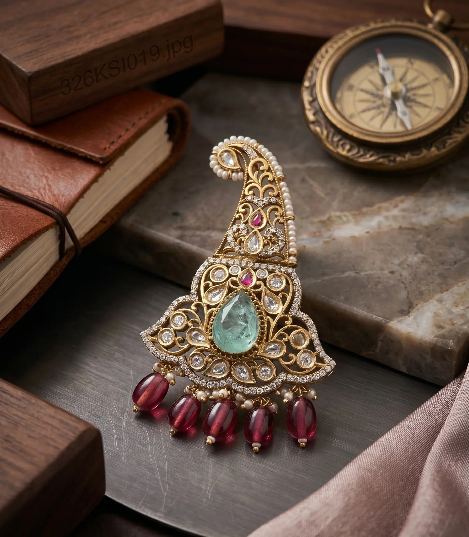 Jadau Charm Ear Chain - Gold