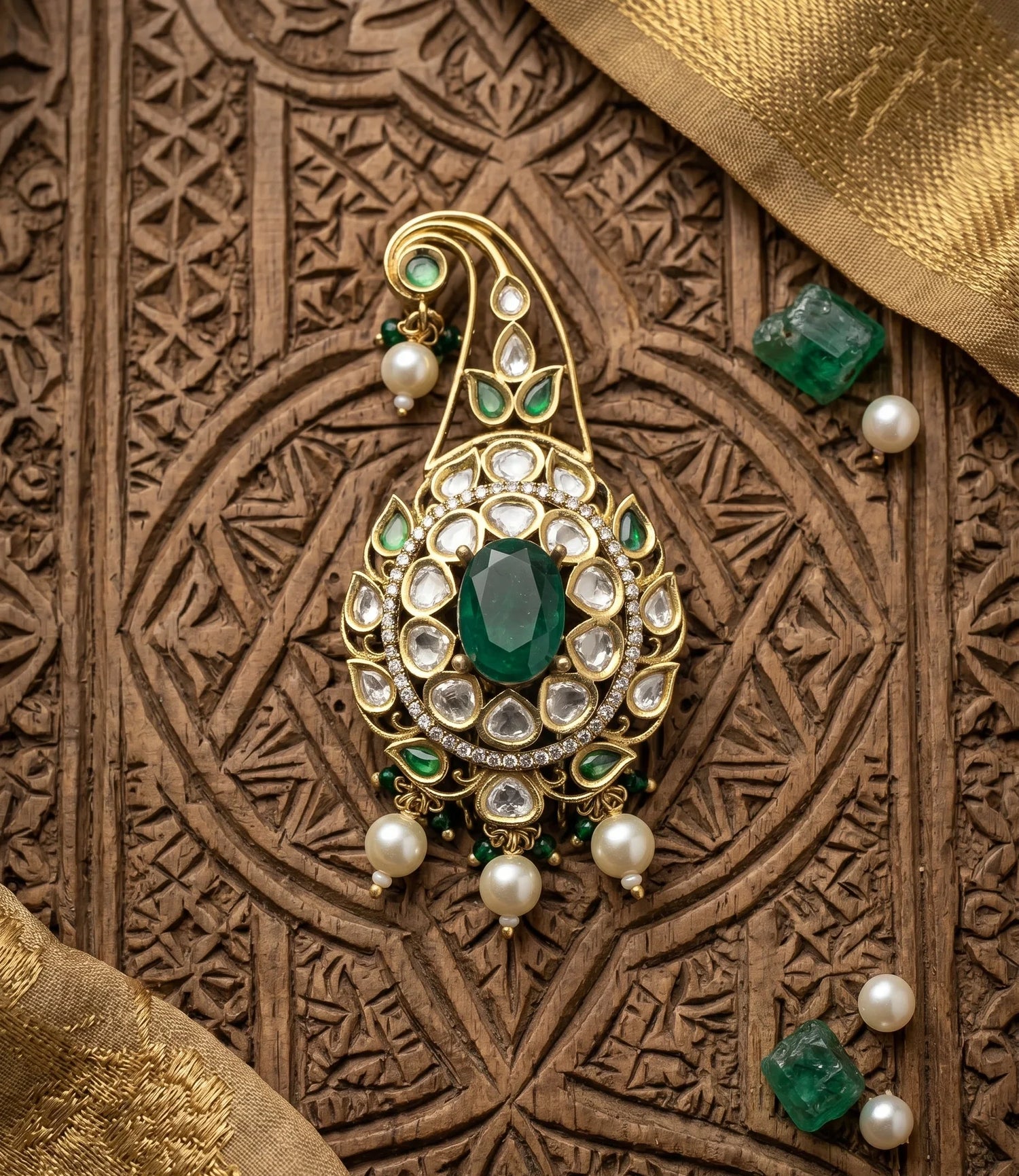 Polki Charm Kalgi - Gold