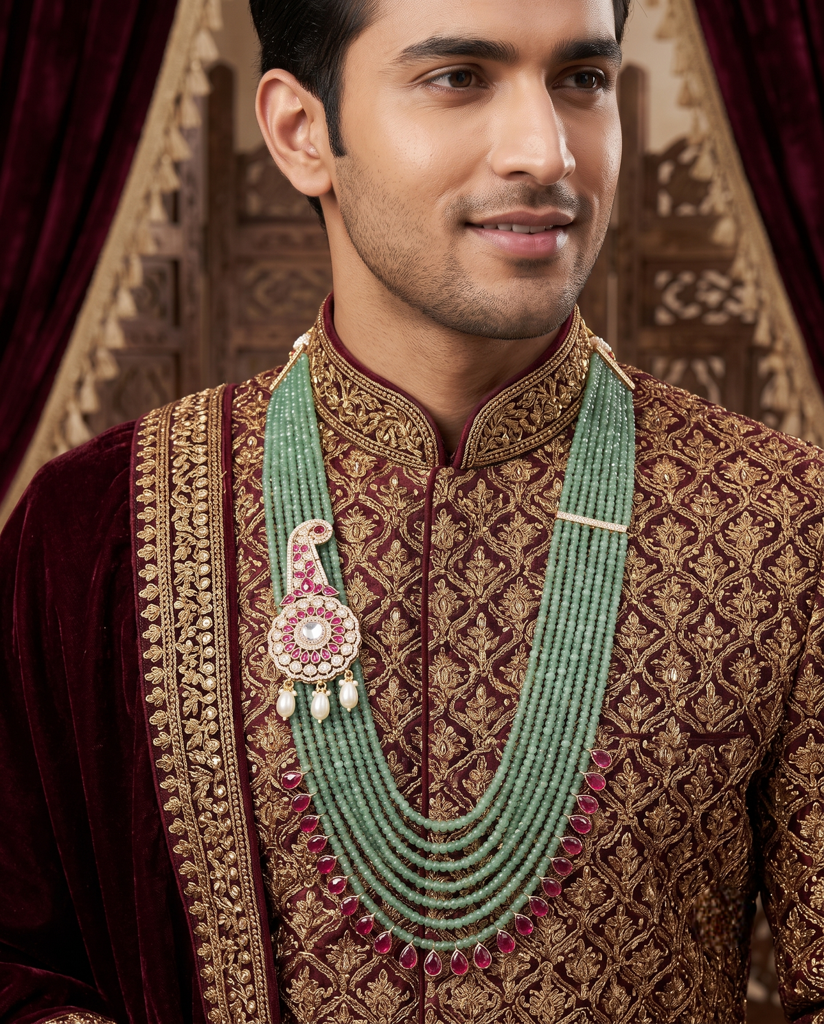 Polki Sparkle Groom Mala - Gold