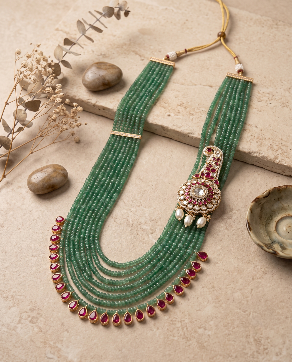 Polki Sparkle Groom Mala - Gold