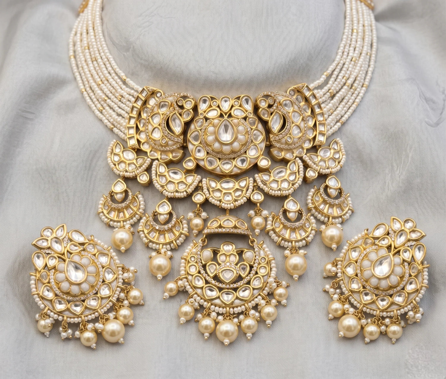 Signature Polki Choker Necklace Set – Gold Plated