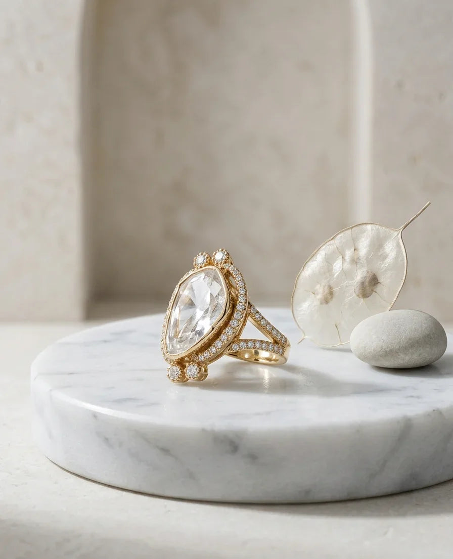 Elegant Polki Ring – Gold