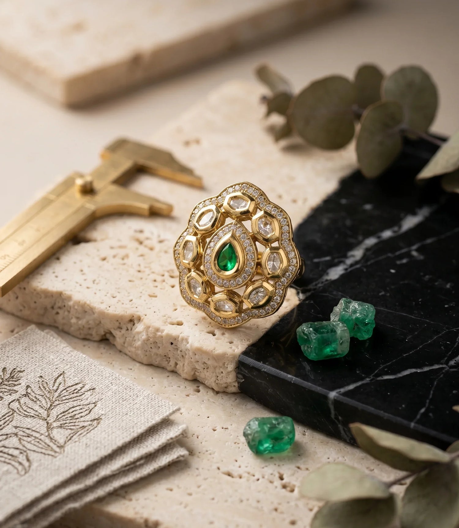 Polki Royale Ring - Gold