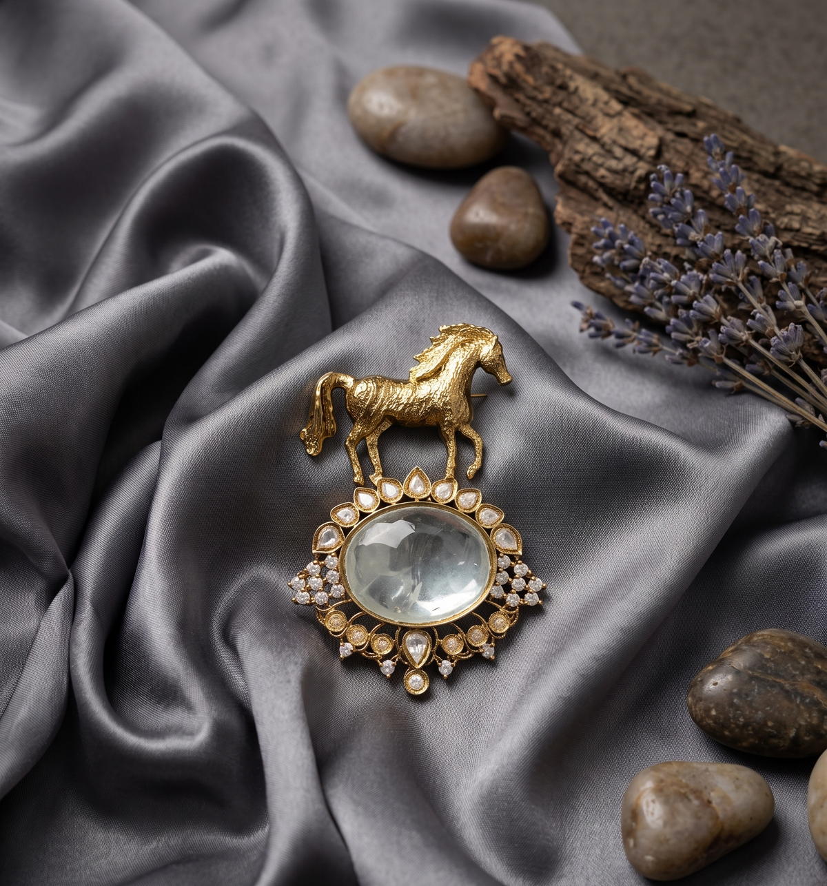 Polki Radiance Men's Brooch - Gold