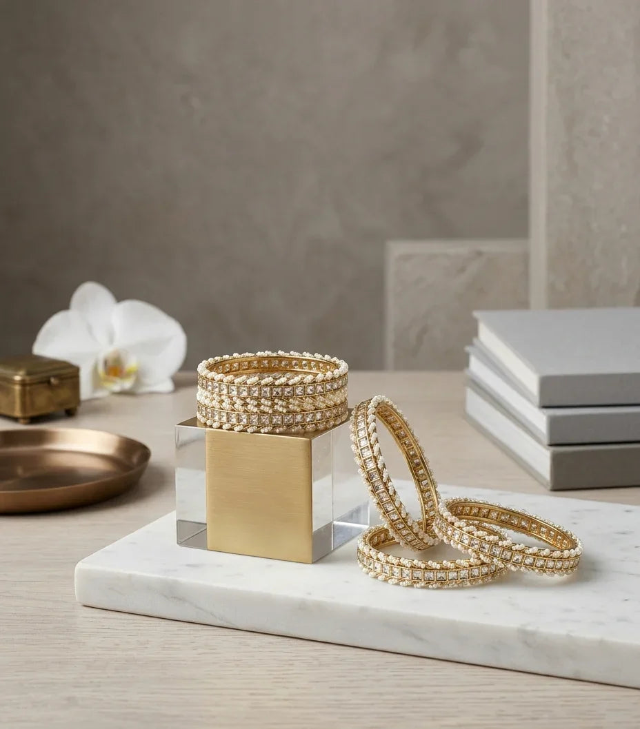 Polki Radiance Bangles - Gold