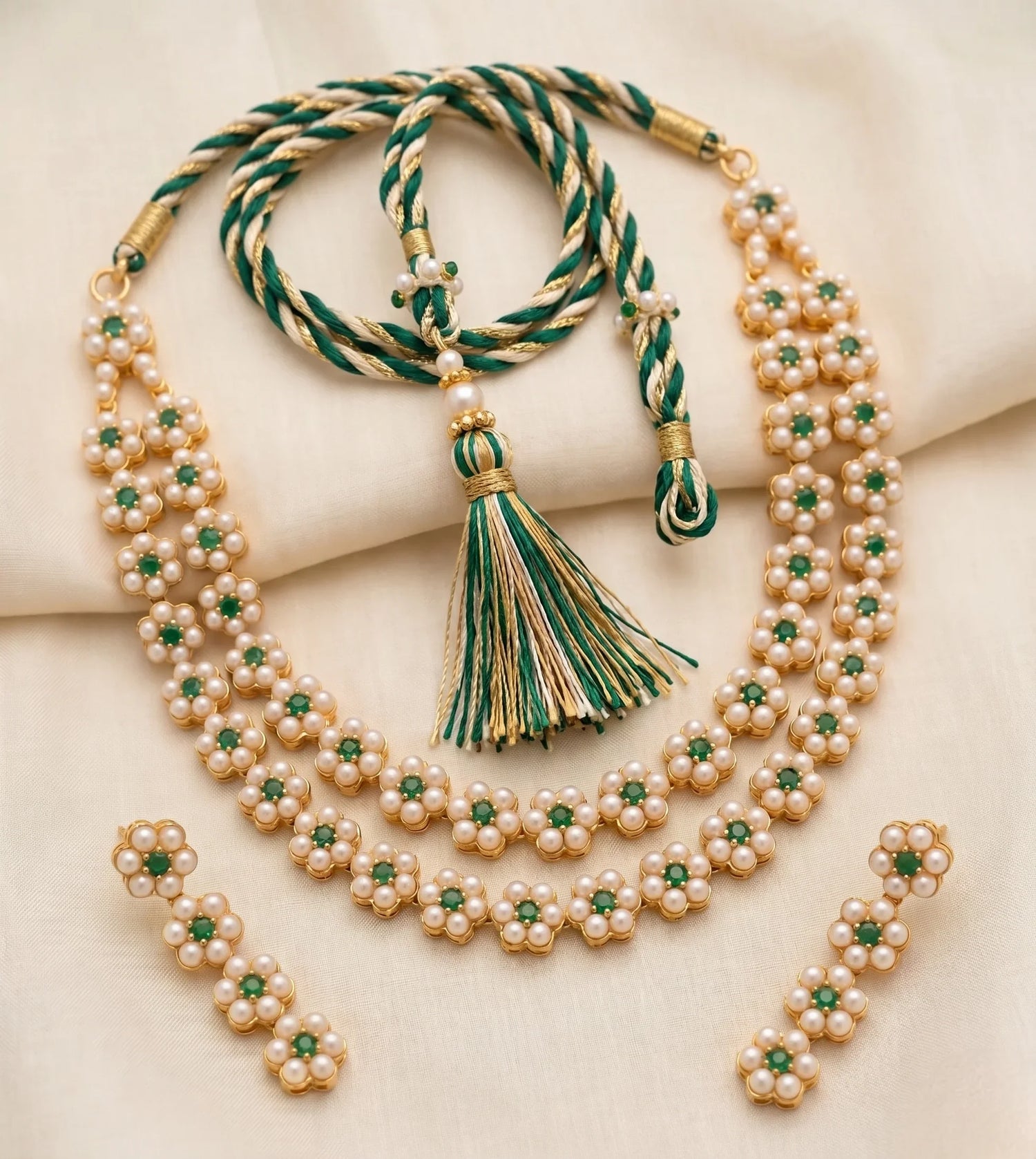 Budget Moti Short Necklace Set – Gold