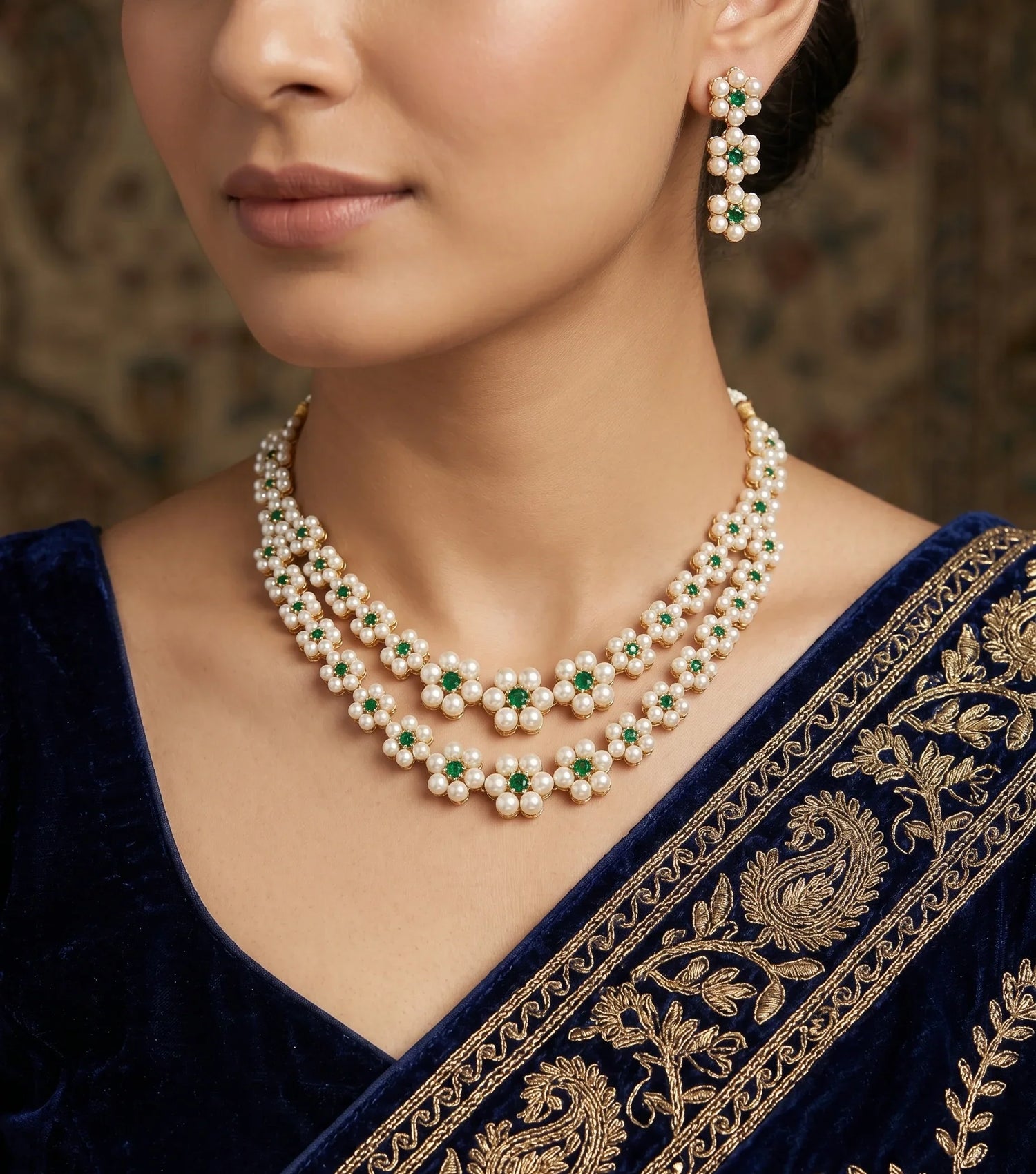 Budget Moti Short Necklace Set – Gold