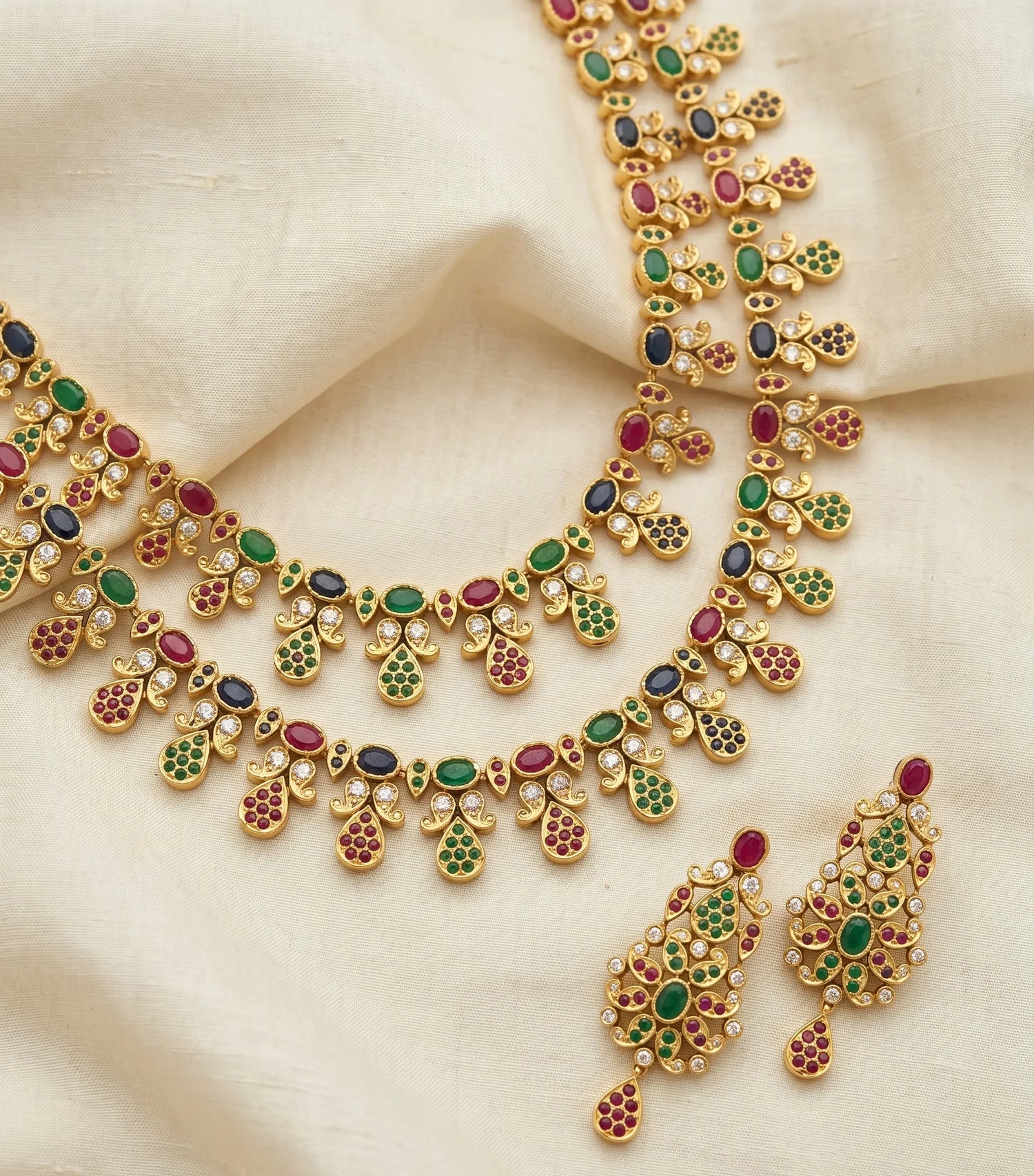 Multi Moti Short Necklace Set – Gold