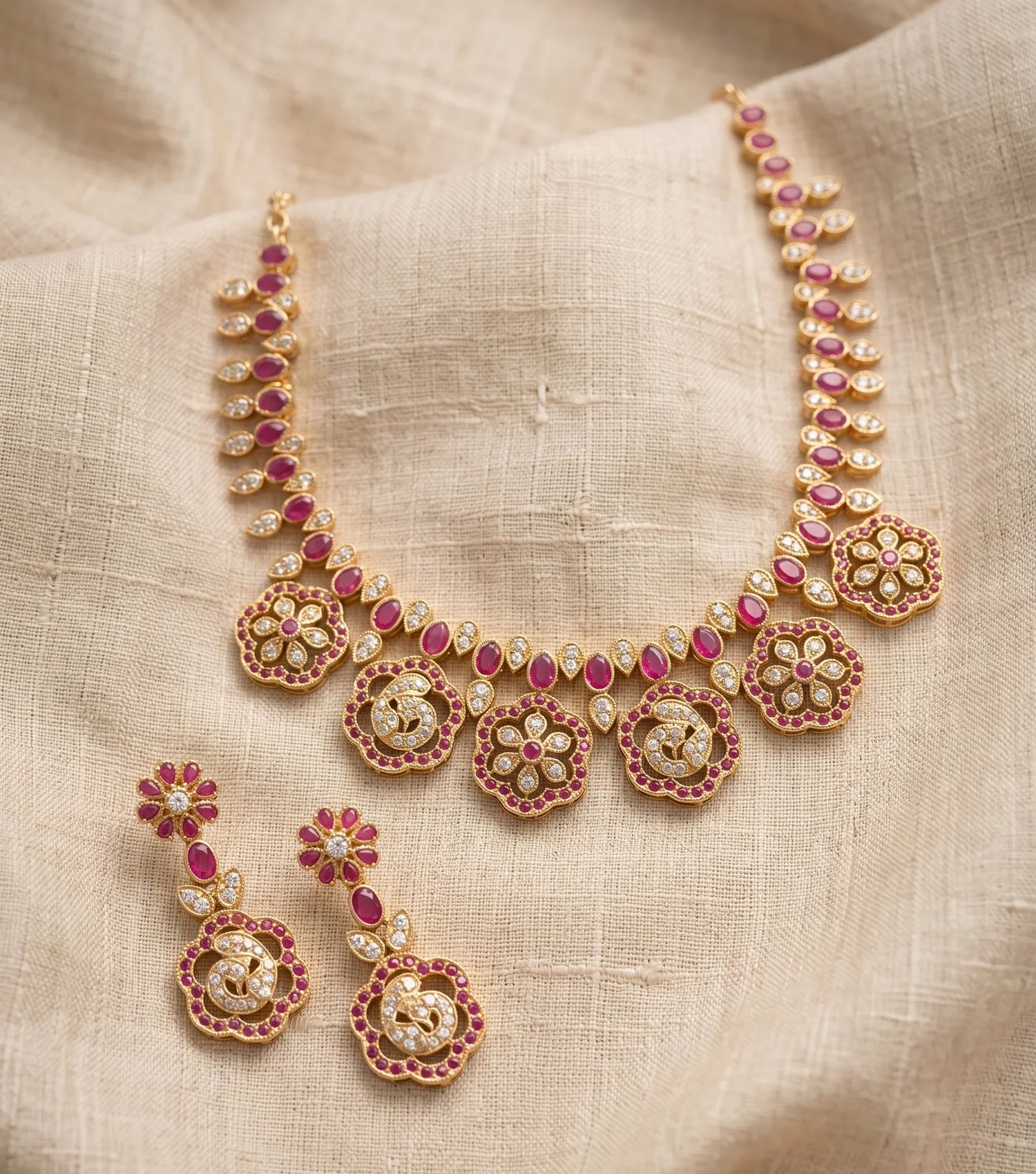 Elegant Moti Short Necklace Set – Gold
