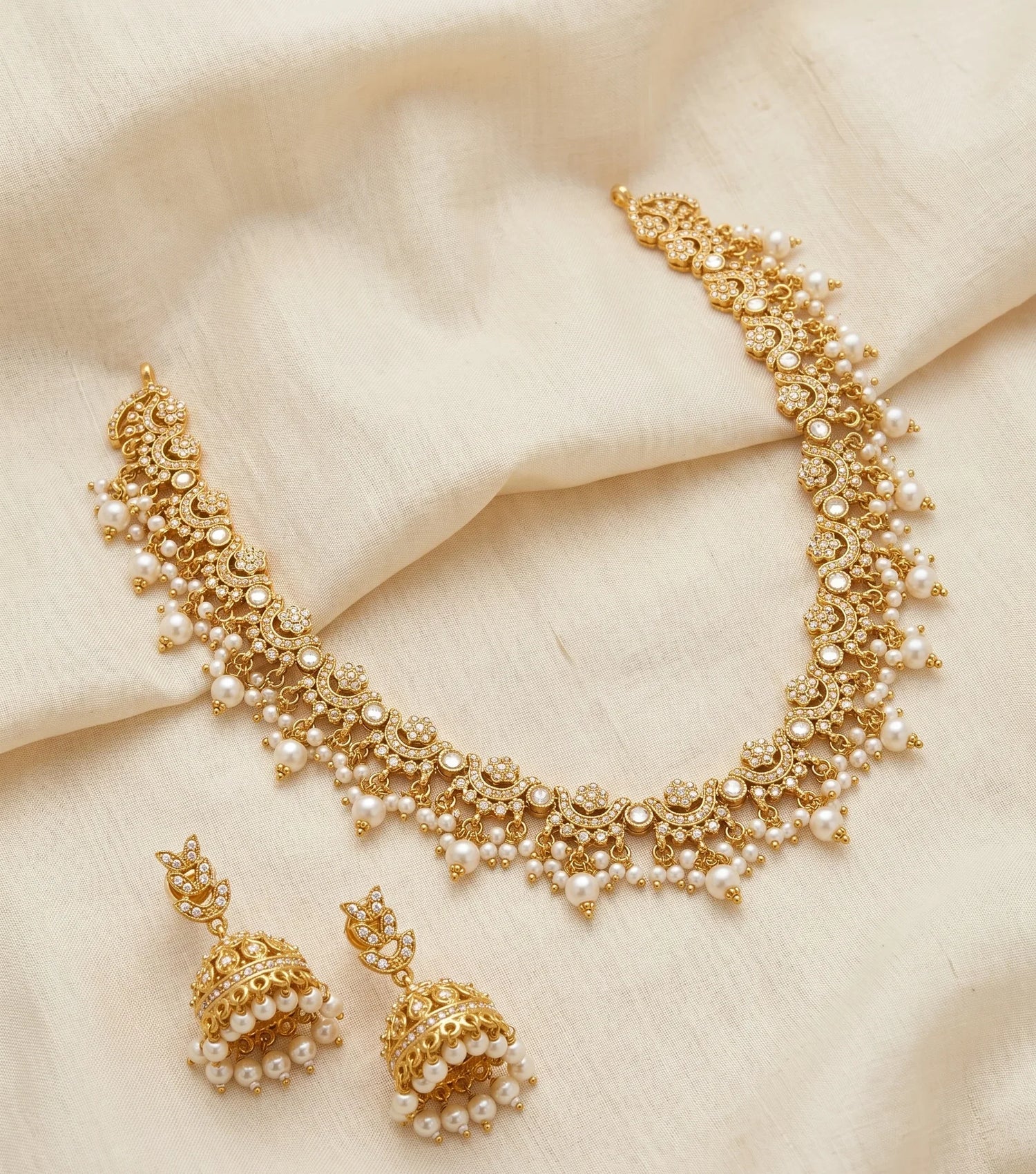 Royal Moti Short Necklace Set – Gold