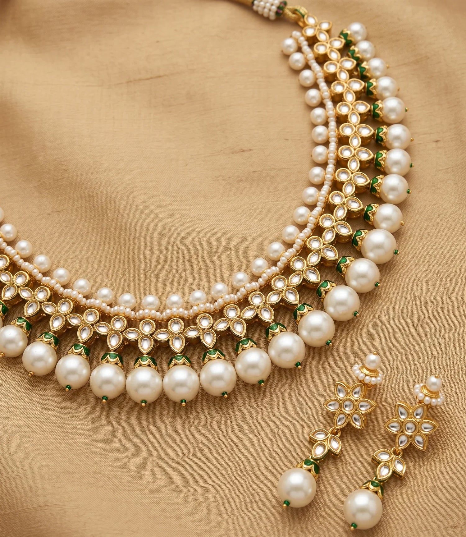 Premium Moti Short Necklace Set – Gold