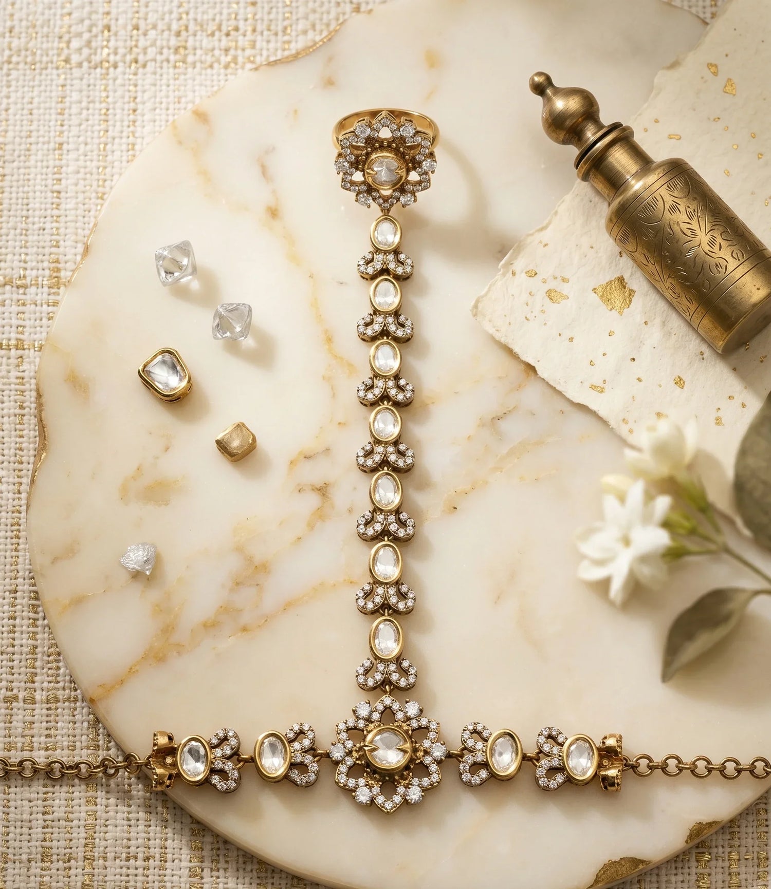 Polki Majesty Hathphool - Gold