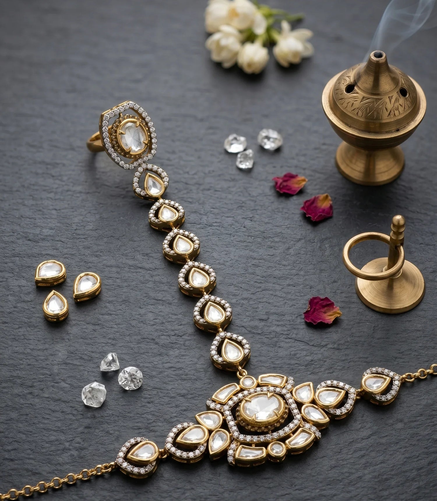 Polki Royale Hathphool - Gold